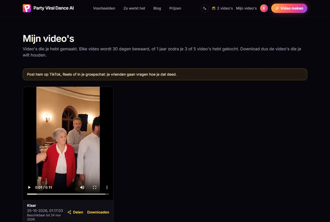Mijn video's met een kant-en-klare Party Viral Dance AI-video